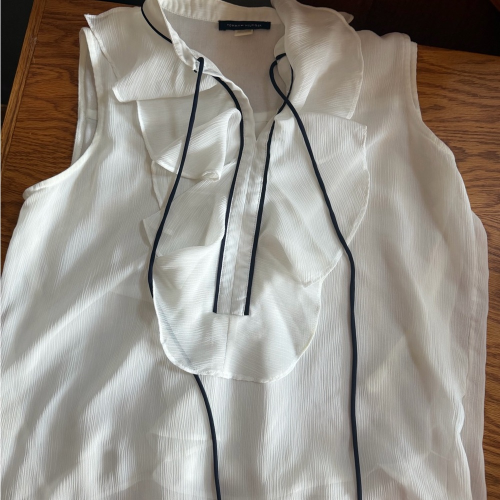 White Sleeveless Ruffle Top
